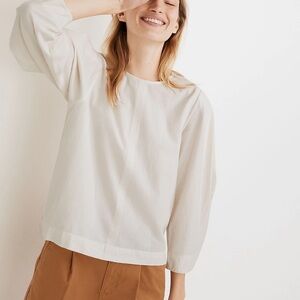 Madewell Crepe Puff-Sleeve Seamed Top